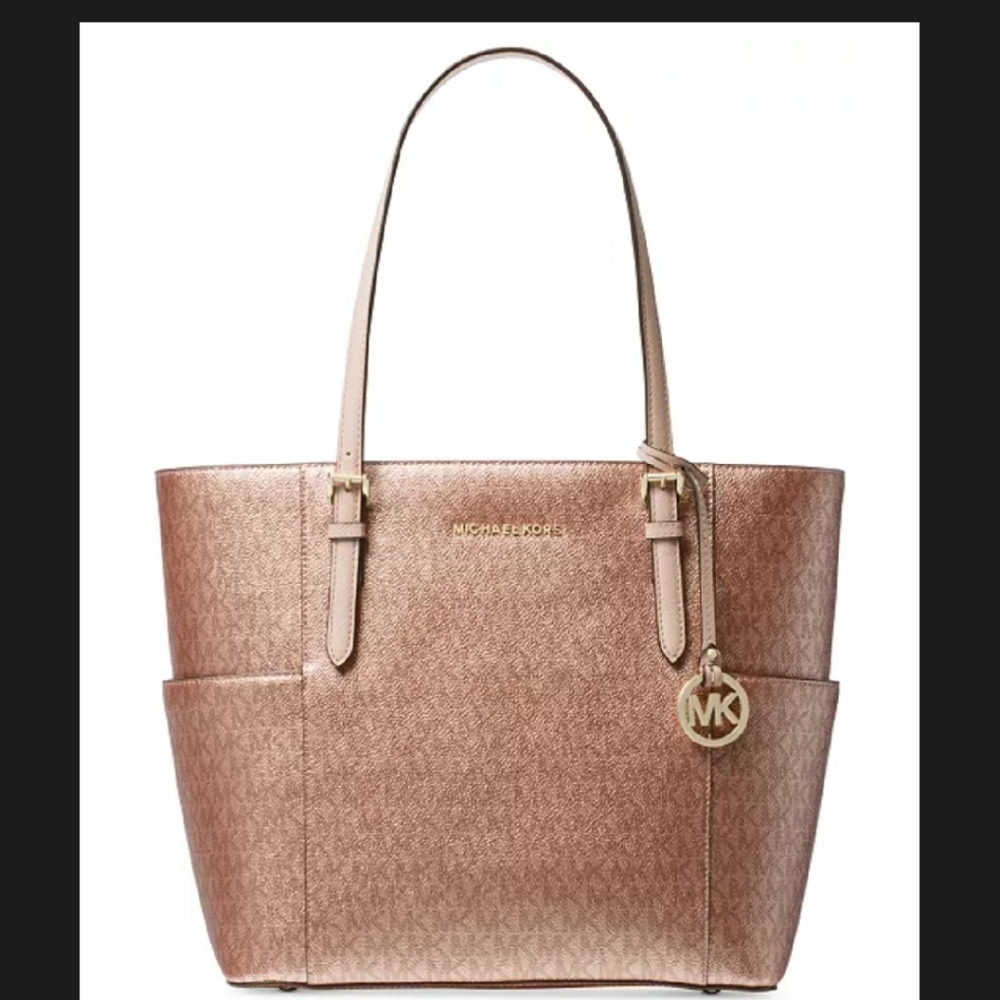 Michael Kors Metallic Signature Jet Set Tote